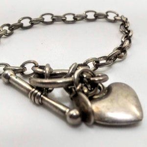 Premier Designs Charm Bracelet Heart Silver Tone